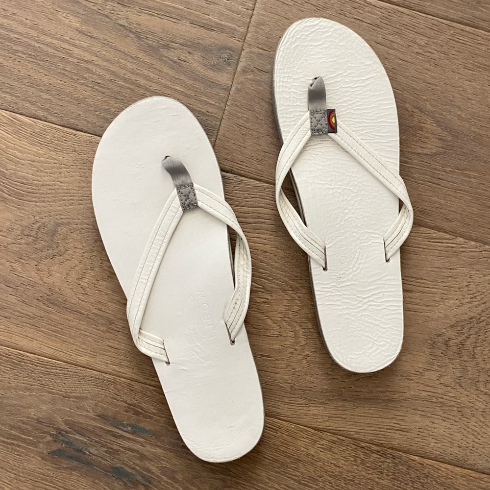 Rainbow white leather sandals women’s 7.5